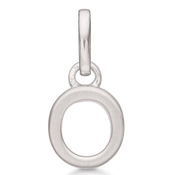 Bogstav vedhæng 8 mm, O i sterling sølv med mat og blank side