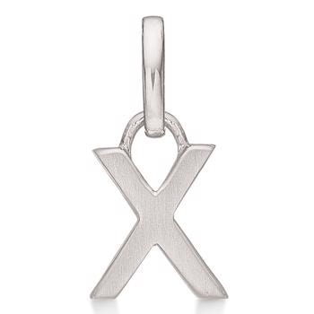 Bogstav vedhæng 8 mm, X i sterling sølv med mat og blank side