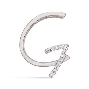 Bogstav vedhæng 15 mm, G i sterling sølv med zirkonia