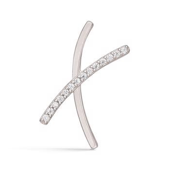 Bogstav vedhæng 15 mm, X i sterling sølv med zirkonia