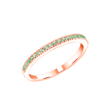 Joanli Nor HELLENOR alliance ring i rosa forgyldt sterling sølv med smukke, lysegrønne zirkonia