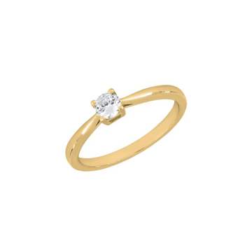 Joanli Nor HEGENOR solitaire ring i forgyldt sterling sølv med smuk zirkonia sat i 4 grabber