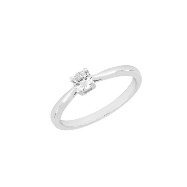 Joanli Nor HEGENOR solitaire ring i sterling sølv med smuk zirkonia sat i 4 grabber