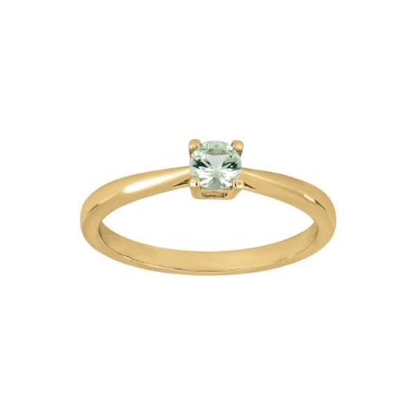 Joanli Nor HelenNor Smuk solitær ring i forgyldt sølv med 4 mm glitrende lys grøn zirkonia
