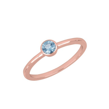 Joanli Nor HILDANOR solitare ring i rosa forgyldt sølv med smuk, lyseblå 4 mm zirkonia