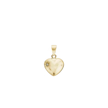 14 karat guld hjerte vedhæng med 0,01 kt diamant fra Aagaard, 11 x 12 mm