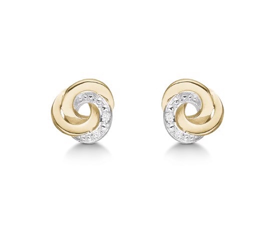 14 kt knude ørestikker med diamanter, 2 x 0,0033 ct Wesselton/PI