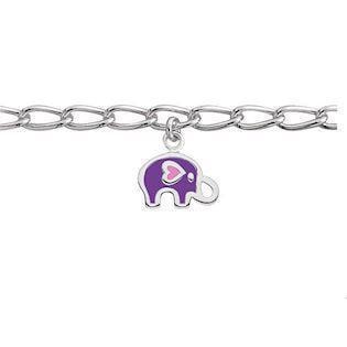 SmykkeLine 925 sterling sølv armbånd, lilla elefant med blank overflade, model 15023416