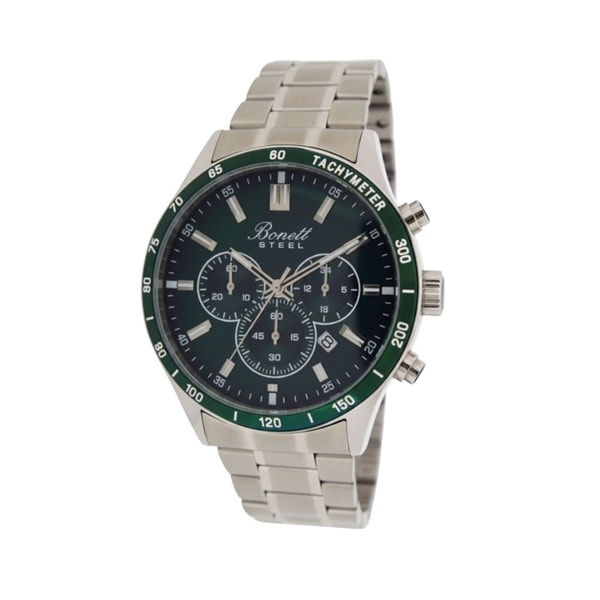 Bonnet herreur med chronograph & lænke m. grøn skive
