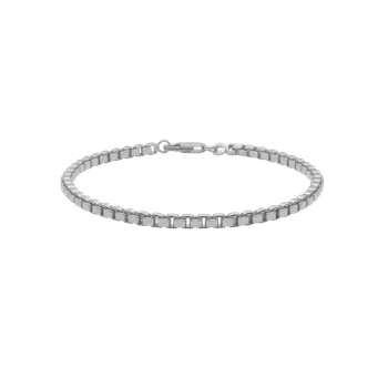 Armbånd med boks kæde design og rektangulære led, arrangeret i en cirkulær form.