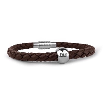 Aagaard læder/stål armbånd med FAR charm til herre