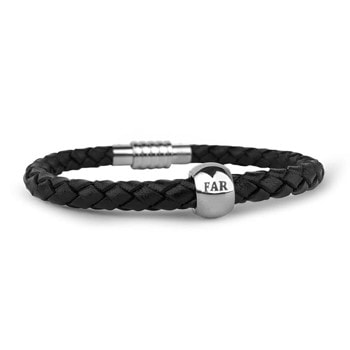 Aagaard læder/stål armbånd med FAR charm til herre