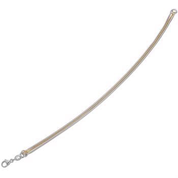 Støvring Design's Smukt armbånd af tre slangekæder, hvor den ene er forgyldt, længde 18 cm