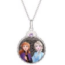 Disney's Frost vedhæng med Anna og Elsa i et billede og kæde med længde 35-38-40 cm