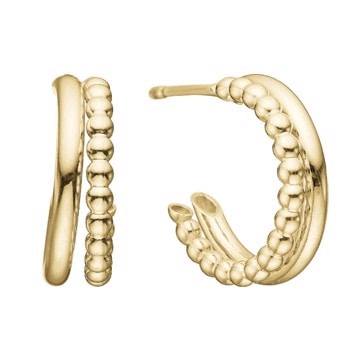Forgyldte dobbelt halvcreoler, 14 mm