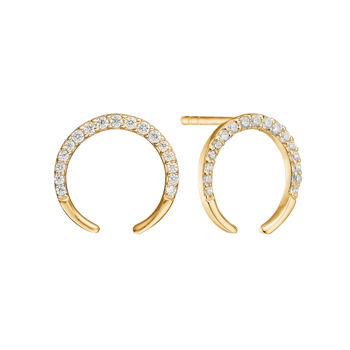 Kranz & Ziegler Forgyldt sterling sølv HORN øreringe med 34 zirkonia