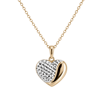 Aagaard Textured 8 karat hjertevedhæng med kæde 45 cm