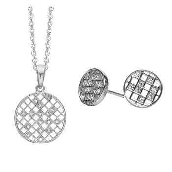 Kranz & Ziegler sterling sølv Harlekin smykke sæt med 2x8 + 16 stk zirkonia
