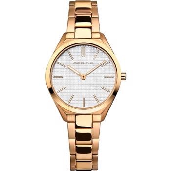 Ultra Slim Forgyldt stål Quartz dame ur fra Bering, 17231-734
