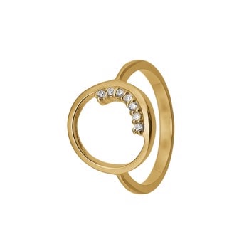 Aagaard 14 karat guld fingerring med cirkel og glitrende zirkonia