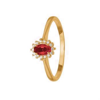 Aagaard 8 karat fingerring med 1 rubin og 14 diamanter