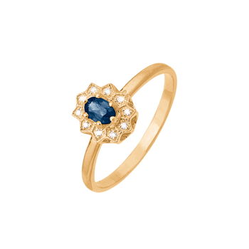 Aagaard 8 karat guld ring med safir og diamanter