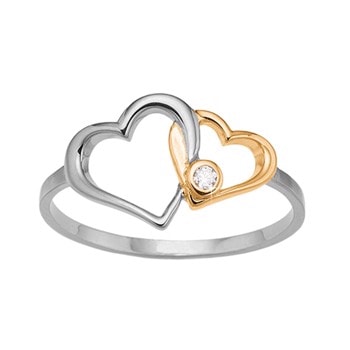 Aagaard 8 kt. guld og sølv ring med lab grown diamant