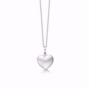 Hjerte 925 Sterling Sølv collier matteret og med 80 cm kæde