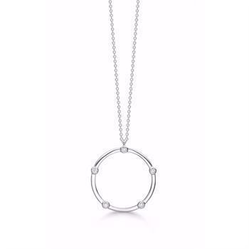Guld & Sølv design sterling sølv Vedhæng med kæde, Cirkel med blank overflade, diameter 25 mm, kæde 45 cm