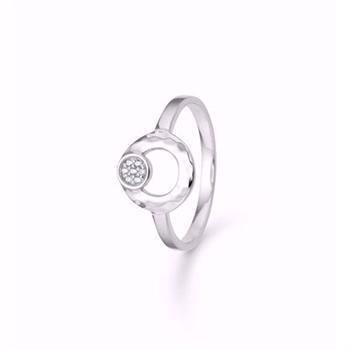 Guld & Sølv design sterling sølv Fingerring, Cirkel med banket overflade,