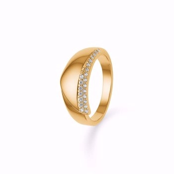 Smuk fingerring med zirkonia i forgyldt sterling Sølv fra Guld & Sølv Design