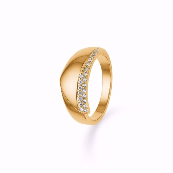 Smuk fingerring med zirkonia i forgyldt sterling Sølv fra Guld & Sølv Design