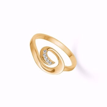Fingerring med glitrende zirkonia i forgyldt Sølv fra Guld & Sølv Design