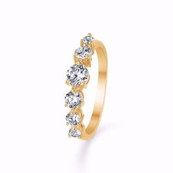 Fingerring med glitrende zirkonia i forgyldt Sølv fra Guld & Sølv Design