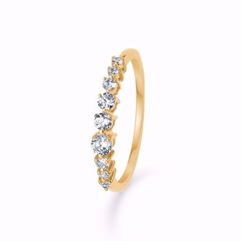 Fingerring med glitrende zirkonia i forgyldt Sølv fra Guld & Sølv Design