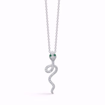 Slange vedhæng med hvide og grønne zirkonia i sterling sølv fra Guld & Sølv Design