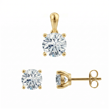 14 kt guld Luxury Solitaire smykkesæt med i alt 1,00 ct Labgrown diamant Top Wesselston VS2