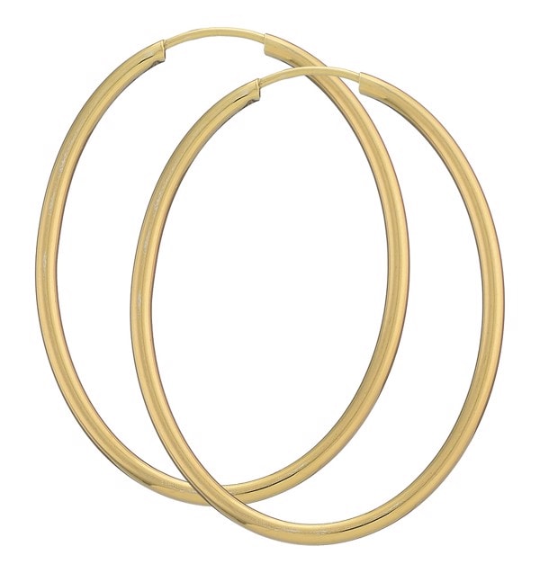 BNH Dame Forgyldte 925 Sterling Sølv Oval Øre Creoler, 30x40 mm x 2,0 mm