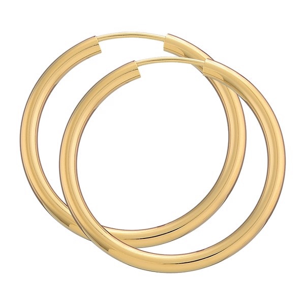 BNH Dame blanke 14 kt rødguld Øre creoler, Ø 30 mm x 2,5 mm