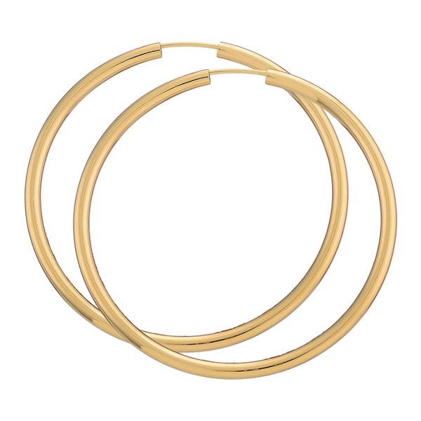 BNH Dame blanke 14 kt rødguld Øre creoler, Ø 50 mm x 2,5 mm