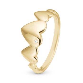 Christina Collect sterling sølv Hearts For Ever Flot forgyldt ring