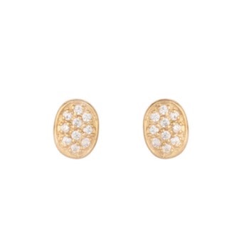 Lotte & Gitte forgyldt sterling sølv Oval Pave ørestikker