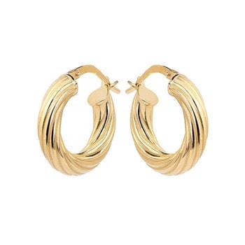 Creol CHUNKY HOOPS sølv forgyldt snoet, Ø24 x 4,75 mm
