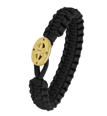 Sort From Soldier to Soldier armbånd med Soldier forgyldt kompas stållås – Aagaard