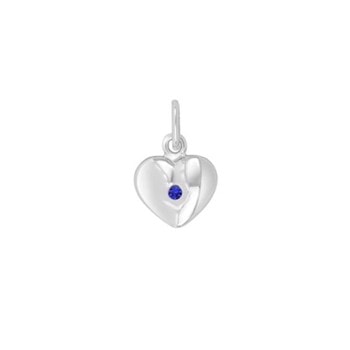 Sølvhjerte med synt. safir, 9mm, fra Siersbøl
