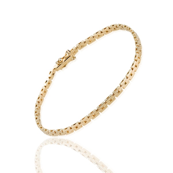 Murstens 14 karat massivt guld armbånd, 21 cm og 3 rækker (3,0 mm)