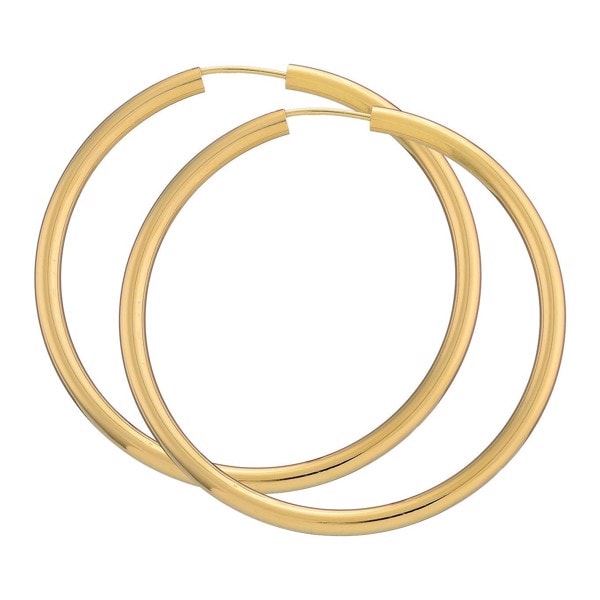 BNH Dame Blanke Forgyldt Sterling Sølv Øre Creoler, Ø 50 mm x 3,0 mm