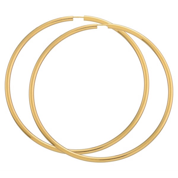 BNH Dame Blanke Forgyldt Sterling Sølv Øre Creoler, Ø 80 mm x 3,0 mm