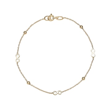 Armbånd med kugle og uendelighedstegn 18cm 8 karat