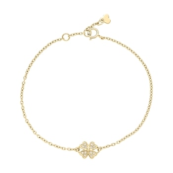 Armbånd kløver 7,5mm zirkonia 16-18cm 8 karat, 16-18cm